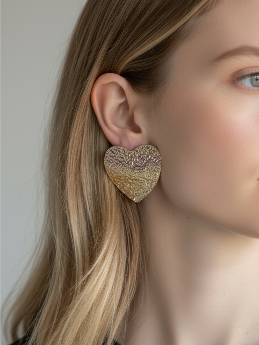 10/11 Gold Heart Statement Earrings - Women Jewelry